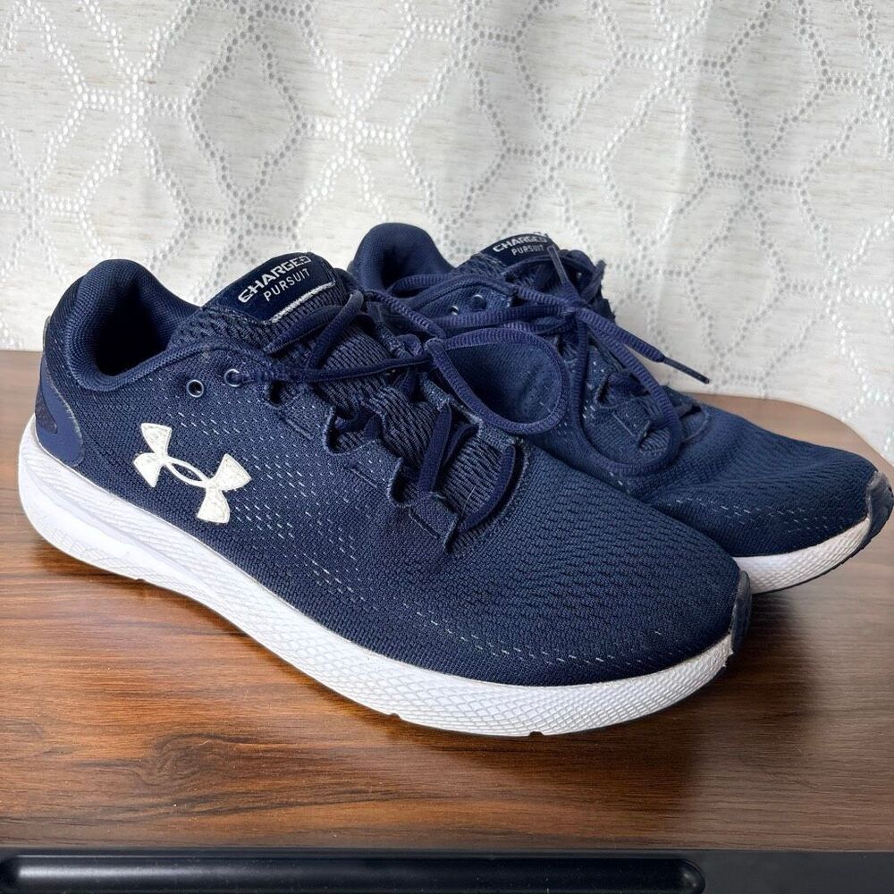 Under Armour 10 Charged Pursuit Navy Blue Athletic Tennis Shoes Sporty Running